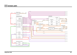 Page 128INTERIOR LAMPS 
Range Rover (LHD)13044
INTERIOR LAMPS
PS,0.5PS,0.5RG,0.5RG,0.5
RY,2.5
RU,0.75N,1.5
SW,0.35
RU,0.75RU,0.75RU,0.75
RU,0.75
RU,0.75
WN,0.35
PB,4.0G,4.0R,4.0
R,35.0
RP,2.5RU,2.5
RY,2.5
N,35.0
R,35.0
RY,0.75
N,0.75
RY,0.75RY,0.75
N,4.0
N,0.75N,1.5
FUSE 42
5.0 AmpsFUSE 27
20.0 AmpsFUSE 4
5.0 Amps
Header (K109)
Switch-Ignition (S176)
Auxiliary (Y163)Ignition (Y104)
unit (BCU) (D162) Body control
compartment (P101)
Fuse box-Passenger
FUSE 53
30.0 AmpsFUSE 17
5.0 Amps
Battery (P100)
lamp (D266)...