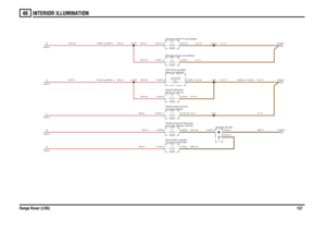 Page 135INTERIOR ILLUMINATION 
Range Rover (LHD)13746
SR,0.5SR,0.75SR,0.5SR,0.5SR,0.5SR,0.35SR,0.35
SR,0.5
SR,0.5
SR,0.75
SR,0.5
NB,0.35
N,1.0
NB,2.5N,1.5
N,0.75
N,0.35NB,0.35N,0.5
N,0.35
N,0.75
N,1.5
N,0.75
N
Sheet1
C0981-4 C0395-4
B
Sheet1L
Sheet1M
Sheet1A
Sheet1
C0435-5 C0803L-5
Header (K109)
Control-LH (B156) Illumination-Heater5.0 Watts5.0 WattsScreen-HLDF-Front (D326)Rear-LH (S141) Switch-Window-5.0 Wattsconsole (S350)
Switch pack-Centreand CDL Master (S370)
Switch-Hazard Warning5.0 Watts5.0 WattsRear-LH...