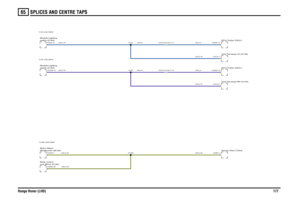 Page 175SPLICES AND CENTRE TAPS 
Range Rover (LHD)17765
UG,0.75UN,0.75NG,0.35NG,0.35
UG,0.5UN,0.5
NG,0.35UN,0.75UG,0.75UN,0.5UG,0.5
switch (D183) Module-LightingWindscreen (M105)
Motor-Wiper-unit (BCU) (D162)
Body controlswitch (D183)
Module-Lighting
ECU-Trailer (D221)Sensor-Rain (T204)ECU-Trailer (D221)Unit-Tail lamp-RH (A140)Unit-Tail lamp-LH (A139)
C0473-9 C0471-9C0473-6 C0471-6
X184 X184 (UG) MAINX185 X185 (UN) MAINX1596 X1596 (NG) MAIN
C0030-4C0660-20C0937-8C2039-12
C0961-4C0125-1C0380-10C0380-12C0121-1 