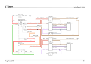 Page 54SEATS 
Lumbar Support - Electric
Range Rover (LHD)56
8
SE ATS
Lumbar Support - Electric
RY,2.5
RN,2.5
RN,1.5RN,4.0
G,4.0R,4.0
R,35.0R,35.0
RN,4.0RY,0.5N,1.5RN,4.0
N,35.0
RN,0.5
N,1.5BP,0.5UR,0.5N,0.5PS,0.5PS,0.5
PW,0.5
N,0.5PS,0.5
N,4.0N,4.0N,4.0
PG,0.5PG,0.5N,0.5UR,0.5BP,0.5N,2.5N,1.5N,2.5
PW,0.5RN,0.5RN,2.5
PG,0.5N,0.5
Header (K109)
C0255-13 C0752-13
unit (BCU) (D162) Body control
Ignition (Y104)
Switch-Ignition (S176)
C0751-13 C0253-13
Battery (P100)12.0 VoltsSeat (R229)Relay-
compartment (P101) Fuse...