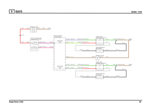 Page 56SEATS 
Heated - Front
Range Rover (LHD)58
8
SE ATS
Heated - Front
S,1.0S,1.0N,4.0
N,1.5GP,2.5WG,0.35
B,1.0G,0.5R,1.0
R,35.0R,35.0
GY,2.5WU,0.35
RU,2.5RP,0.75N,35.0
R,1.0G,0.5B,1.0
B,1.0
B,1.0G,0.5
N,2.5
G,0.5B,1.0
B,1.0N,2.5
RH (H125) Heater-Backrest-LH (H126)
Heater-Backrest-cushion-RH (H119)
Heater-Seatcushion-LH (H118)
Heater-SeatHeader (K109)
control (D243)
Module-HEVAC
Seat-LH (S162)Switch-Heater-
C2090-1
C0253-23 C0751-23C0253-25 C0751-25
FUSE 52
25.0 Amps
compartment (P101) Fuse...