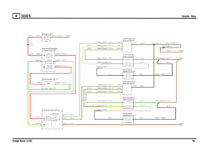 Page 58SEATS 
Heated - Rear
Range Rover (LHD)60
8
SE ATS
Heated - Rear
N,4.0
S,1.0S,1.0G,0.5G,0.5NB,0.5NB,0.5B,1.0B,1.0
GW,1.5
R,16.0GY,0.5R,4.0G,4.0
B,1.0
GN,1.5
BY,1.0WN,0.5
B,1.0Y,1.0G,0.5BY,1.0WN,0.5GN,1.5
R,35.0R,35.0
YN,0.5WY,1.0
N,35.0
GW,1.5R,1.0WY,1.0YN,0.5G,0.5
N,1.0B,1.0B,1.0
NB,0.75
NB,1.0N,1.0NB,0.75
squab-LH (H116) Heater-Seat
Ignition (Y104)
seat-Rear (R245)Relay-Heated
Switch-Ignition (S176)Fuse box-Rear (P107)
FUSE 11
20.0 Amps
Rear-RH (H129) Heater-Cushion-
C3031-1 C3030-1C2043-2 C2149-2...