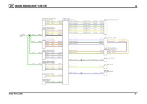 Page 79ENGINE MANAGEMENT SYSTEM 
V8
Range Rover (LHD)81
20
V8
YG,0.35YG,0.75NO,0.75SP,0.35BG,0.35U,0.35WG,0.35Y,0.35W,0.35YG,0.35UG,0.35NG,0.35BG,0.75U,0.75
G,0.5
BG,0.35YN,0.35BW,0.5YW,0.5NW,0.5YB,0.5
G,0.5G,0.5G,0.5
GW,2.5
NR,0.5BU,0.5YU,0.5NU,0.5BR,0.5YR,0.5B,0.5Y,0.5N,0.5YN,0.5
U,1.0NG,0.35
BG,1.5
BG,1.5WG,0.35Y,0.35W,0.35YG,0.35UG,0.35
NP,0.5NY,0.35NP,0.35NY,0.5
module (ECM) (D131) Engine control
(HO2S)-Rear-LH (T185)
Sensor-Heated oxygencontrol (D243)
Module-HEVACRelay-Interlock (R199)transmission (D123)...