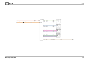Page 50SEATS 
Front
New Range Rover (LHD)49
8
Front
N,4.0
N,2.5
WRY,0.35RN,2.5
WRY,0.35
WRY,0.35
UR,1.5PG,1.5BY,1.5BP,1.5GP,1.5PR,1.5UG,1.5GY,1.5
recline-LH (M182) Motor-Seat-Back
Seat-LH (S160)
Switch pack-
C0518-2
C0751-14 C0253-14
BA
C0253-15 C0751-15
C1637-2C1636-2C0720-2C0518-1C1637-1C1636-1C0720-1
up/down-LH (M178) Motor-Seat-Rearup/down-LH (M180) Motor-Seat-Frontrearward-LH (M184)
Motor-Seat-Forward/
C0773-14C0773-6
C0773-9
K-BUS
C0773-8
X10116
C0773-5C0773-1C0773-7C0773-2C0773-10C0773-4C0773-3
C0821-0 