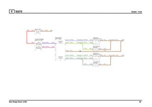 Page 57SEATS 
Heated - Front
New Range Rover (LHD)56
8
SE ATS
Heated - Front
N,4.0
GP,2.5WG,0.35
GP,1.5GP,1.5WG,0.35
N,35.0
R,35.0
N,1.5GY,2.5WU,0.35
PU,2.5RP,0.75
GY,1.5WU,0.35GY,1.5
N,1.5N,1.5
N,2.5
N,1.5N,1.5
N,2.5
LH (H126) Heater-Backrest-cushion-LH (H118)
Heater-SeatRH (H125)
Heater-Backrest-cushion-RH (H119)
Heater-Seat
control (D243)
Module-HEVAC
Seat-LH (S162)Switch-Heater-
C0253-25 C0751-25C0253-23 C0751-23
FUSE 5225.0 Ampscompartment (P101) Fuse box-PassengerBattery (P100)
FUSE 1210.0 Amps12.0 Volts...