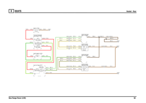 Page 59SEATS 
Heated - Rear
New Range Rover (LHD)58
8
SE ATS
Heated - Rear
NB,0.5NB,0.5
N,4.0
N,1.0N,1.0
GW,1.5
R,16.0GY,0.5R,4.0G,4.0
GN,1.5
WN,0.5BY,1.0
WN,0.5GN,1.5WN,0.5BY,1.0BY,1.0
N,35.0
R,35.0
YN,0.5WY,1.0
GW,1.5YN,0.5WY,1.0WY,1.0YN,0.5
N,1.0NB,1.0
NB,0.75
N,1.0NB,0.75
5.00 AmpsRear-LH (H130) Heater-Cushion-
seat-Rear (R245)Relay-Heated
Switch-Ignition (S176)Fuse box-Rear (P107)
FUSE 1120.0 AmpsIgnition (Y104)
C0868-2 C0903-2C0868-9 C0903-9C0868-4 C0903-4C2043-2 C2149-2C2043-1 C2149-1
5.00 AmpsRear-RH...