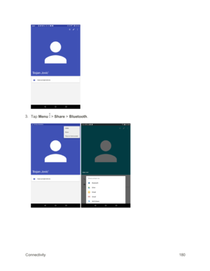 Page 187 Connectivity180
 3. Tap Menu  > Share > Bluetooth.
  