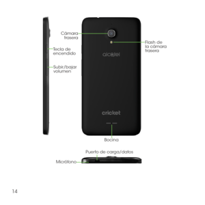 Page 13314
Bocina
Puerto de carga/datos
Cámara  trasera
Flash de 
la cámara 
trasera
Tecla de 
encendido
Subir/bajar 
volumen
Micrófono 