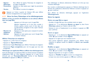 Page 1137778
Pour télécharger un élément, sélectionnez l’élément ou le lien que vous souhaitez télécharger.
Pour annuler un téléchargement, appuyez sur l’élément téléchargé dans le Panneau des notifications, sélectionnez l’élément à annuler et appuyez sur  pour confirmer.
Pour afficher les éléments téléchargés, appuyez sur l’application Téléchargements. 
Gérer les signets
Mettre une page Web en signet
•	Accédez à la page Web que vous souhaitez mettre en signet.
•	Appuyez sur   et sélectionnez Ajouter un signet...