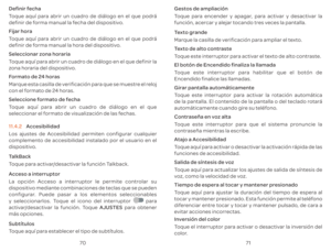 Page 1287071
D
T
definir de f
F
T
definir de f
Seleccionar zona horaria 
T
z
F
Mar
con el f
Seleccione f
T
seleccionar el f
11. 
A
L
complemen
dispositiv
T
T
A
L
dispositiv
configur
y seleccionarlos. T
 par
activA par
m\341s opciones.
Sub
T Gestos de ampliaci\363n
T
f
T
Mar
T
T
E
T
Encendido finalice las llamadas.
Girar pan
T
de la pan
aut
C
T
con
A
T
f
Salida de s\355n
T
v
Tiempo de espera al tocar y man
T
t
dif
e
In
T
color 