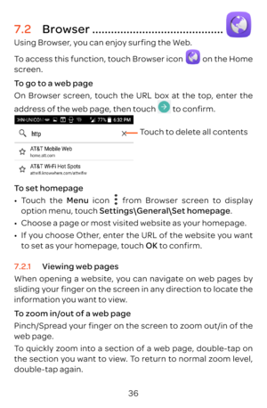 Page 3936
7. Bro ..........................................Using Br
T on the scr
TO
addr t
T
T009A0016TMenu icon  foption menu, tSe.009A0016Choose a page or most visit009A0016If ytOK t
7. VieWsliding inf
TPinch/Sprweb page. Tthe section ydouble-t 