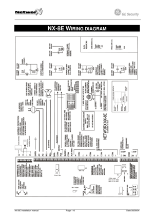 Page 116
         
 
GE Security g 
 
NX-8E WIRING DIAGRAM  
  
NX-8E Installation manual Page 116 Date 08/09/04  