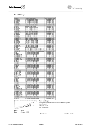 Page 127
         
 
GE Security g 
 
 
NX-8E Installation manual Page 127 Date 08/09/04  