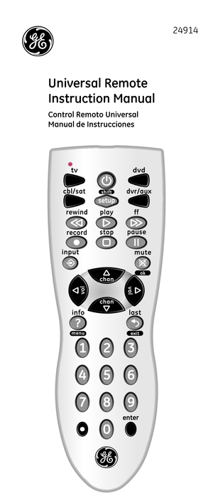 Page 1Universal Remote 
Instruction Manual 
Control Remoto Universal
Manual \fe Instrucciones
24914 