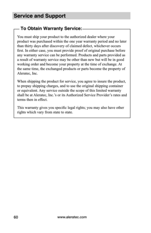 Page 66www.aleratec.com60  