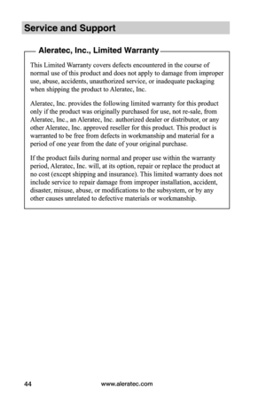 Page 50www.aleratec.com44  