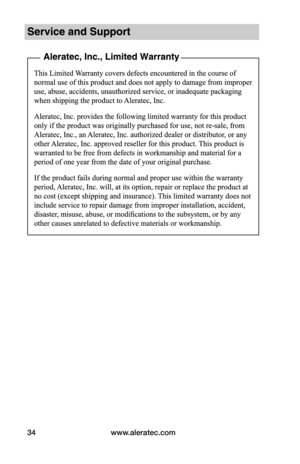 Page 40www.aleratec.com34  