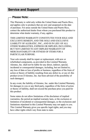 Page 86www.aleratec.com80  