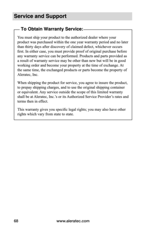 Page 74www.aleratec.com
68  