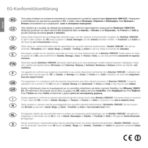 Page 152- 152
deutsch
Lh a b mj_^ hl]h\Zjy gZ hkgh\gbl_ babkd\Zgby b jZarbj_gbl_ kthl\_lgb ij_^ihklZ\db >bj_dlb\Z 1999/5/?K. JZaj_r_gh 
_ baihea\Zg_lh fm \t\ \kbqdb ^tj`Z\b hl ?K, b hk\_g lh\Z \ BkeZg^by, Ghj\_]by b R\_cpZjby. 