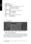 Page 44GA-K8NF-9 Motherboard - 44 -
English
Normal CPU Vcore
Displays your CPU Vcore voltage.
Chipset core PCI-E voltage
NormalSet Chipset core PCI-E voltage as PCI-E required. (Default value)
+0.1v Increase Chipset core PCI-E voltage +0.1V.
+0.2v Increase Chipset core PCI-E voltage +0.2V.
+0.3v Increase Chipset core PCI-E voltage +0.3V.
HT-Link voltage control
Normal Supply HT-Link voltage as HT-Link required. (Default value)
+0.1v Increase HT-Link voltage +0.1V.
+0.2v Increase HT-Link voltage +0.2V.
+0.3v...