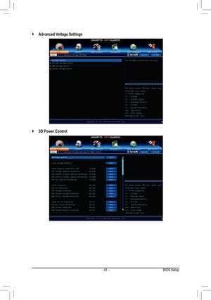 Page 41- 41 -BIOS Setup
3D Power Control `
Advanced Voltage Settings ` 