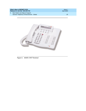 Page 41What’s New in DEFINITY ECS
Release 8.2 Job Aid  555-233-754  Issue 1
April 2000
New Switch and Adjunct Support 
35 General Telephony Enhancements - Global 
1
 
Figure 4. 6416D+ DCP Terminal 