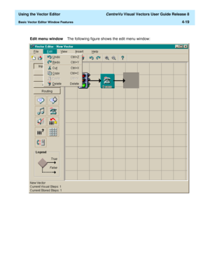 Page 117  Using the Vector Editor CentreVu Visual Vectors User Guide Release 8
Basic Vector Editor Window Features4-19
Edit menu windowThe following figure shows the edit menu window: 