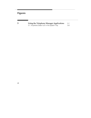 Page 7Figures
vi
3Using the Telephony Manager Applications3-1
3-1. Anywhere Dialer Icon in the System Tray 3-8 