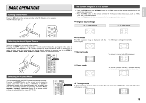 Page 2115
ENGLISH
BASIC OPERATIONS
Press the ONbutton on the remote controller or the / Ibutton on the projector.
The ON indicator lights up.
Switch to the equipment connected to the projector.
Pressing the INPUTbutton on the projector or remote control rotates the input signal in the order of
COMPONENT1 
➔COMPONENT2 
➔S-VIDEO 
➔VIDEO 
➔RGB 
➔HDMI 1 
➔HDMI 2, allowing you to
select an input signal. An input signal can also be directly selected by pressing one of the COMP.1,
COMP.2, S-VIDEO, VIDEO, RGB, HDMI...