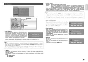 Page 2923
ENGLISH
– Auto Power Off
When the auto power off feature is set to Enable, power
to the projector automatically shuts off if no signals are
received and no operations are performed for about 10
consecutive minutes. If 9 minutes pass without the
projector receiving any signals or being operated in
anyway, the below message appears on the screen.
About 1 minute after the message appears on the screen, power to the projector shuts off.
Note:
After the above message appears on the screen, pressing any...