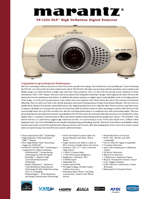 Page 1VVPP1122SS44 DDLLPPTMHHiigghh DDeeffiinniittiioonn DDiiggiittaall PPrroojjeeccttoorr
A Quantum Leap in Projector Performance
After the continuing evolution and success of the VP12 series, people were asking, “how much better can it possibly get?” Upon witnessing
the VP12S4, you will wonder how that could even be asked. The VP12S4 will make your jaw drop with the smoothest, most seamless and
lifelike image ever delivered from a single chip solid state video projector. First, we start with the already...