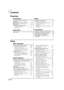 Page 54
Contents
Preparing
Introduction
How to Read this User Guide ............... 3
Contents ............................................... 4
IMPORTANT SAFEGUARDS............... 6
Accessories ........................................ 10
Part Names and Functions ................. 11
Inserting the Batteries.......................... 14
Usable Range...................................... 15
Quick Start
Quick Start .......................................... 16
Using
Basic Operation
Turning the Projector On/Off...