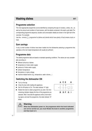 Page 1615
Washing dishes
Programme selection
The most appropriate programme can be identified by comparing the type of crockery, cutlery, etc., as
well as the amount and condition of food remains, with the details contained in the wash cycle table.The
corresponding programme sequence, duration and consumption details are shown in the right half of the
overview. For example:
Use the«  normal»        programme for dishes and utensils which have plenty of food remains stuck on
hard.
Earn savings
If only a small...