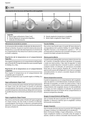 Page 82
Español
 6. USO
  Descripción de las funciones del frigorífico y del congelador
Alimentación inicial de la corriente
&OFMNPNFOUPEFMFODFOEJEP
FMJOEJDBEPSEFBMJNFOUBDJ