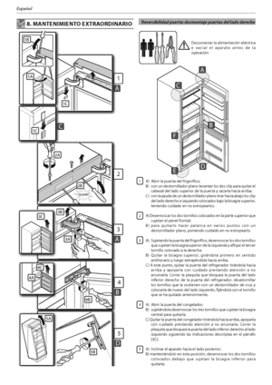 Page 89
Español
 8. MANTENIMIENTO EXTRAORDINARIO
1
AAAA
1C
1A
1B
2
2A
CLICK!
C1C
3A
3
A
3B
4B
4
B
5
D
33C
4A
4C
5A
5B
2B
 Desconectar la alimentación eléctrica 
e vaciar el aparato antes de la 
operación
1 
CSJSMBQVFSUBEFMGSJHPS