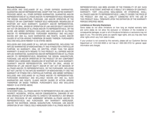 Page 33REPRESENTATIVE(S) HAS BEEN ADVISED OF THE POSSIBILITY OF ANY SUCH
DAMAGES. IN NO EVENT, WHETHER AS A RESULT OF A BREACH OF CONTRACT,
WARRANTY, TORT (INCLUDING NEGLIGENCE) OR OTHERWISE, SHALL 
ALLTRADE’S AND/OR ITS REPRESENTATIVE(S)’ LIABILITY EXCEED THE PRICE OF
THE PRODUCT. ANY AND ALL LIABILITY CONNECTED WITH THE USE OF 
THIS PRODUCT SHALL TERMINATE UPON THE EXPIRATION OF THE WARRANTY
PERIODS SPECIFIED ABOVE.
Limitations on Warranty Disclaimers 
Some states do not allow limitations on how long an...
