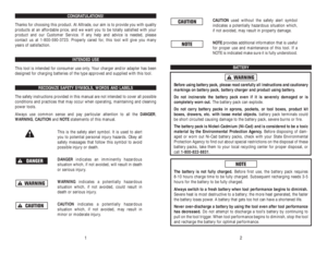 Page 35CAUTIONused without the safety alert symbol
indicates a potentially hazardous situation which,
if not avoided, may result in property damage.
NOTEprovides additional information that is useful
for proper use and maintenance of this tool. If a
NOTE is indicated make sure it is fully understood.
BATTERY
Before using battery pack, please read carefully all instructions and cautionary
markings on battery pack, battery charger and product using battery.
Do not incinerate the battery pack even if it is...