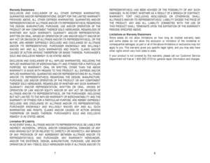 Page 38REPRESENTATIVE(S) HAS BEEN ADVISED OF THE POSSIBILITY OF ANY SUCH
DAMAGES. IN NO EVENT, WHETHER AS A RESULT OF A BREACH OF CONTRACT,
WARRANTY, TORT (INCLUDING NEGLIGENCE) OR OTHERWISE, SHALL 
ALLTRADE’S AND/OR ITS REPRESENTATIVE(S)’ LIABILITY EXCEED THE PRICE OF
THE PRODUCT. ANY AND ALL LIABILITY CONNECTED WITH THE USE OF 
THIS PRODUCT SHALL TERMINATE UPON THE EXPIRATION OF THE WARRANTY
PERIODS SPECIFIED ABOVE.
Limitations on Warranty Disclaimers 
Some states do not allow limitations on how long an...