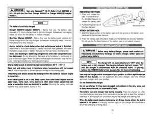 Page 6U Us
se
e 
 o
on
nl
ly
y 
 K
Ka
aw
wa
as
sa
ak
ki
i™
™ 
 1
19
9.
.2
2V
V 
 B
Ba
at
tt
te
er
ry
y 
 P
Pa
ac
ck
k 
 #
#6
69
91
10
03
34
4 
 o
or
r
# #6
69
91
12
24
40
0 
 w
wi
it
th
h 
 t
th
he
e 
 O
On
ne
e 
 H
Ho
ou
ur
r 
 C
Ch
ha
ar
rg
ge
er
r 
 #
#6
69
90
05
50
07
7 
 o
or
r 
 C
Ch
ha
ar
rg
ge
er
r 
 #
#6
69
90
00
07
72
2/
/A
Ad
da
ap
pt
te
er
r
# #6
69
90
00
07
74
4.
.
T Th
he
e 
 b
ba
at
tt
te
er
ry
y 
 i
is
s 
 n
no
ot
t 
 f
fu
ul
ll
ly
y 
 c
ch
ha
ar
rg
ge
ed
d.
.
C Ch
ha
ar
rg
ge
er
r 
 #
#6
69...