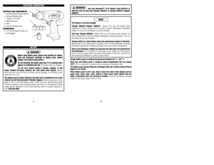 Page 6U Us
se
e 
 o
on
nl
ly
y 
 K
Ka
aw
wa
as
sa
ak
ki
i™
™ 
 1
19
9.
.2
2V
V 
 B
Ba
at
tt
te
er
ry
y 
 P
Pa
ac
ck
k 
 #
#6
69
91
10
03
34
4 
 o
or
r
# #6
69
91
12
24
40
0 
 w
wi
it
th
h 
 t
th
he
e 
 O
On
ne
e 
 H
Ho
ou
ur
r 
 C
Ch
ha
ar
rg
ge
er
r 
 #
#6
69
90
05
50
07
7 
 o
or
r 
 C
Ch
ha
ar
rg
ge
er
r 
 #
#6
69
90
00
07
72
2/
/A
Ad
da
ap
pt
te
er
r
# #6
69
90
00
07
74
4.
.
T Th
he
e 
 b
ba
at
tt
te
er
ry
y 
 i
is
s 
 n
no
ot
t 
 f
fu
ul
ll
ly
y 
 c
ch
ha
ar
rg
ge
ed
d.
.
C Ch
ha
ar
rg
ge
er
r 
 #
#6
69...