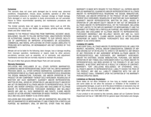 Page 9WARRANTY 
IS 
MADE 
WITH 
REGARD 
TO 
THIS 
PRODUCT
. ALL 
EXPRESS 
AND/OR
IMPLIED 
WARRANTIES, 
GUARANTIES 
AND/OR 
REPRESENT
ATIONS 
BY 
ALL
TRADE
AND/OR 
ITS 
REPRESENT
ATIVE(S) 
REGARDING 
THE 
DESIGN, 
MANUF
ACTURE,
PURCHASE, 
USE 
AND/OR 
OPERA
TION 
OF 
THE 
PRODUCT 
OR 
ANY 
COMPONENT
THEREOF SOLD HEREUNDER, REGARDLESS OF WHETHER ANY SUCH WARRANTY,
GUARANTY AND/OR REPRESENTATION, WRITTEN OR ORAL, ARISES BY 
OPERA
TION 
OF 
LA
W 
AND/OR 
EQUITY 
AND/OR 
BY 
ANY 
ACT 
OR 
OMISSION 
OF
ALL
TRADE...