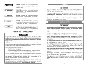 Page 25DANGERindicates an imminently hazardous 
situation which, if not avoided, will result in death
or serious injury.
WARNINGindicates a potentially hazardous 
situation which, if not avoided, could result in
death or serious injury.
CAUTIONindicates a potentially hazardous 
situation which, if not avoided, may result in
minor or moderate injury.
CAUTIONused without the safety alert symbol
indicates a potentially hazardous situation which,
if not avoided, may result in property damage.
NOTEprovides...