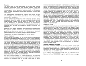 Page 9WARRANTY 
IS 
MADE 
WITH 
REGARD 
TO 
THIS 
PRODUCT
. ALL 
EXPRESS 
AND/OR
IMPLIED 
WARRANTIES, 
GUARANTIES 
AND/OR 
REPRESENT
ATIONS 
BY 
ALL
TRADE
AND/OR 
ITS 
REPRESENT
ATIVE(S) 
REGARDING 
THE 
DESIGN, 
MANUF
ACTURE,
PURCHASE, 
USE 
AND/OR 
OPERA
TION 
OF 
THE 
PRODUCT 
OR 
ANY 
COMPONENT
THEREOF SOLD HEREUNDER, REGARDLESS OF WHETHER ANY SUCH WARRANTY,
GUARANTY AND/OR REPRESENTATION, WRITTEN OR ORAL, ARISES BY 
OPERA
TION 
OF 
LA
W 
AND/OR 
EQUITY 
AND/OR 
BY 
ANY 
ACT 
OR 
OMISSION 
OF
ALL
TRADE...