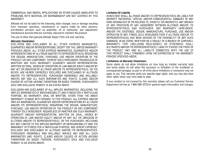 Page 10Limitation 
Of 
Liability
IN 
NO 
EVENT 
SHALL 
ALL
TRADE 
AND/OR 
ITS 
REPRESENT
ATIVE(S) 
BE 
LIABLE 
FOR
INDIRECT
, INCIDENT
AL, 
SPECIAL 
AND/OR 
CONSEQUENTIAL 
DAMAGES 
OF 
ANY
KIND 
ARISING 
OUT 
OF 
OR 
RELA
TED 
TO, 
DIRECTL
Y OR 
INDIRECTL
Y, ANY 
BREACH
OF 
ANY 
PROVISION 
OF 
ANY 
AGREEMENT 
BETWEEN 
ALL
TRADE 
AND/OR 
ITS 
REPRESENTATIVE(S) AND PURCHASER, ANY WARRANTY HEREUNDER, 
AND/OR 
THE 
EXISTENCE, 
DESIGN, 
MANUF
ACTURE, 
PURCHASE, 
USE 
AND/OR
OPERA
TION 
OF 
ANY 
ITEM(S) 
SOLD...