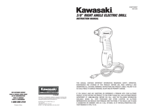 Page 1COMPONENT
#691295
3/8 " RIGHT ANGLE ELECTRIC DRILLINSTRUCTION MANUALTHIS MANUAL CONTAINS IMPORTANT INFORMATION REGARDING SAFETY, OPERATION,
MAINTENANCE AND STORAGE OF THIS PRODUCT. BEFORE USE, READ CAREFULLY AND 
UNDERSTAND ALL CAUTIONS, WARNINGS, INSTRUCTIONS AND PRODUCT LABELS. FAILURE TO DO
SO COULD RESULT IN SERIOUS PERSONAL INJURY AND/OR PROPERTY DAMAGE.
IF YOU SHOULD HAVE ANY QUESTIONS OR EXPERIENCE A PROBLEM WITH YOUR ALLTRADE 
PRODUCT, DO NOT RETURN THIS PRODUCT TO THE STORE. PLEASE CALL OUR...