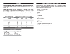 Page 9O OT
TH
HE
ER
R 
 C
CO
ON
NS
SU
UM
ME
ER
R 
 D
DO
O-
-I
IT
T-
-Y
YO
OU
UR
RS
SE
EL
LF
F 
 (
(D
DI
IY
Y)
) 
 T
TO
OO
OL
LS
S
Alltrade offers a full range of Kawasaki™ tools that make DIY jobs easy. If you would
like further information on the following products, please contact Alltrade Customer
Service Department at 1-800-590-3723. 
Cordless Drills/Screwdrivers
Impact Wrenches
Sanders
Jigsaws
Circular Saws
Angle Grinders
Reciprocating Saws
Routers
Rotary Tools
Corded and Cordless Multi-Purpose Tools
Wide...