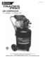 Page 1Model #835533
AIR COMPRESSOR
11 Gallon / 3 Peak HP
0000000
If you encounter any problems or difficulties, Do not return your compressor to the store!
Please contact our toll-free customer service department at:
1-800-423-3598 • 1-310-522-9008 (California Only) • www.alltradetools.com  