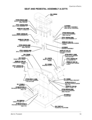 Page 77ARCTIC THUNDER13
CHAPTER 4 PARTS
SEAT AND PEDESTAL ASSEMBLY A-23775





6($7





%
%%/$&. )/$7 :$6+(5
[[






%
%63/,7 /2&. :$6+(5 µ




%
%%2/7 [ 





68%:22)(5 63($.(5 µ






.(36 187 




%
%%/$&. )/$7 :$6+(5
[[






%
%63/,7 /2&. :$6+(5 µ
$
$
...