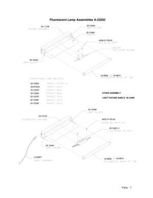 Page 67Parts - 7
Fluorescent Lamp Assemblies A-23252 